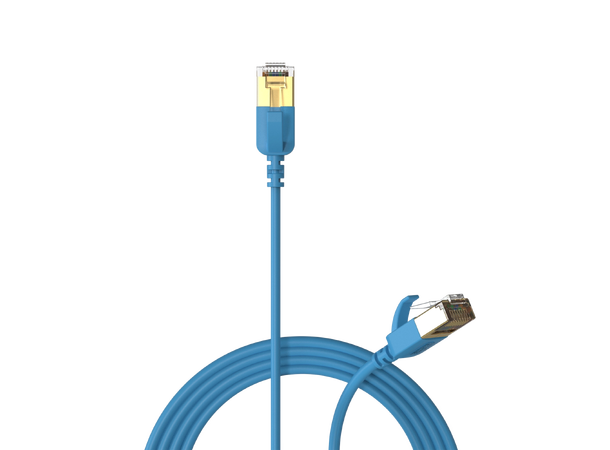Procab CSD570, CAT7, blå, 0.15m Slimline networking cable, U/FTP 