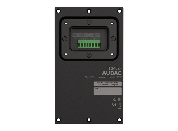 Audac TRM024 70/100V transformermodul Sort, for VEXO208 (240W & 120W tapping) 