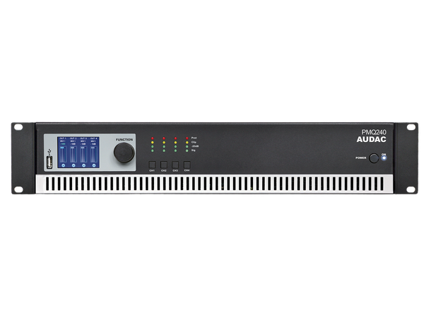 Audac PMQ480 4-kanal 100V DSP-forsterker, 4x480W RMS, RS232 