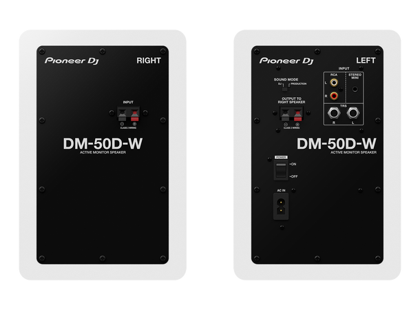 Pioneer DJ DM-50D-W, hvit utførelse 5" Monitor (par) 