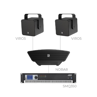Audac FESTA5.3 Viro 5 + Noba8 + SMQ350 Installasjonspakke - 100m2 - Sort