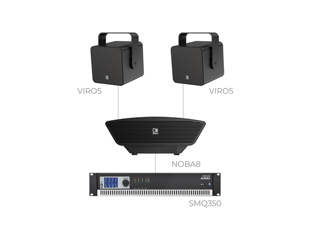 Audac FESTA5.3 Viro 5 + Noba8 + SMQ350 Installasjonspakke - 100m2 - Sort 