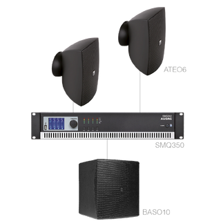 Audac FESTA6.3/B Ateo6M+SMQ350+Baso10 Installasjonspakke opptil 100m2 Sort