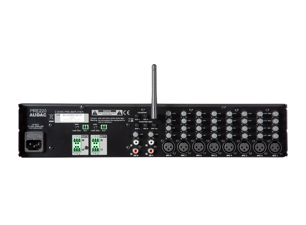 Audac PRE220 19" mikser med Bluetooth® 10 inn/2 ut 