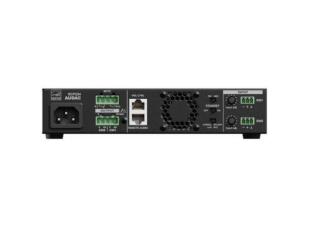 Audac SCP224 2 kanals forsterker 2 x 240W @ 4 Ohm - 480W @ 70/100V 