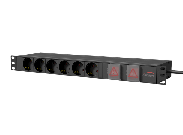 Caymon PSR269G, Strømskinne 19" Schuko x15 (German Socket) 