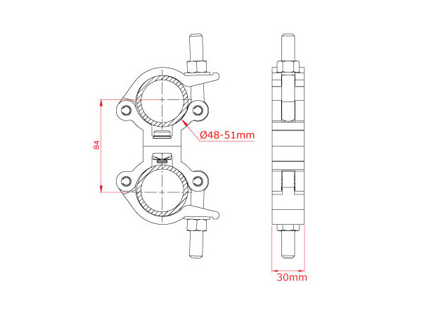 Doughty Swivelclamp, Slimline Light ALU ALU, 48mm SWL 300kg 