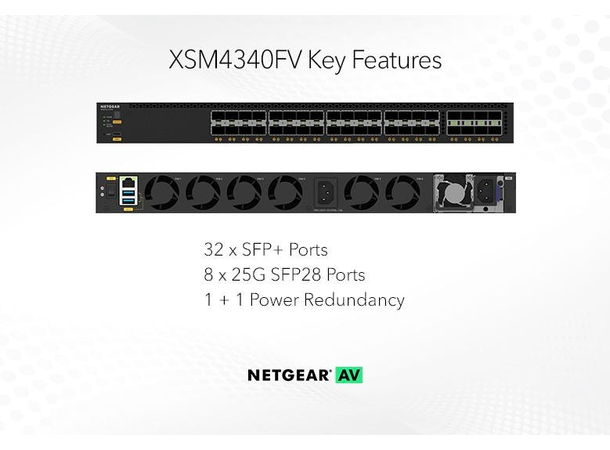 NETGEAR AV Line M4350-32F8V 32xSFP+ og 8xSFP28 25G Managed Switch 