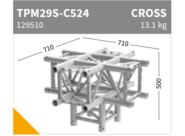 Sixty82 TPM29S Firkant, hjørne 4-veis cross, aluminium 