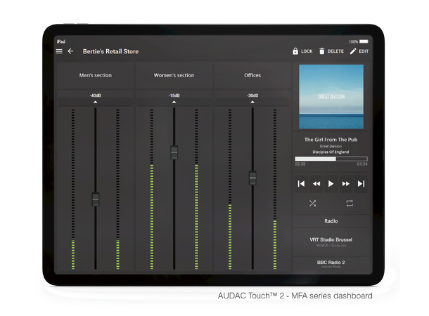 Audac MFA216 Multifunksjon forsterker 2x40w/2x80w/1x160w - 70/100V + avspiller 