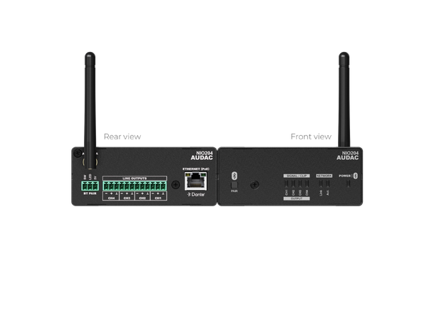Audac NIO204 Dante™ breakout box, 4 ut 4 x Line outputs, Dante™/AES67 