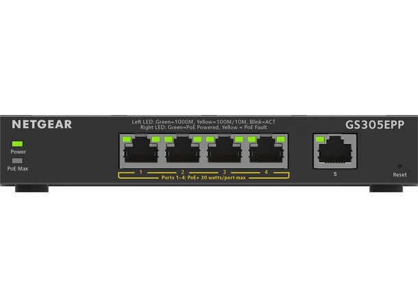 NETGEAR GS305EPP POE++ 5-Port Gigabit Switch, High Power 