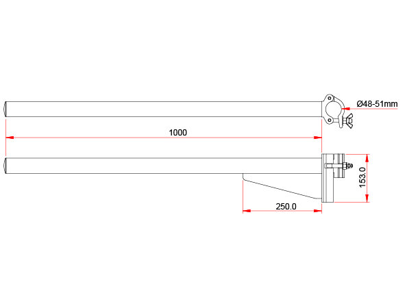 Doughty Heavy Duty Aluminium Boom Arm 1000mm Heavy Duty Aluminium Boom Arm 