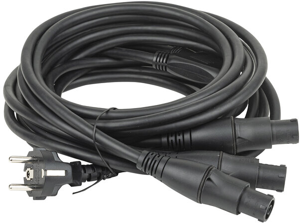 FS Powercon True1 3-way Splitter 1m Schuko to 3 way female 