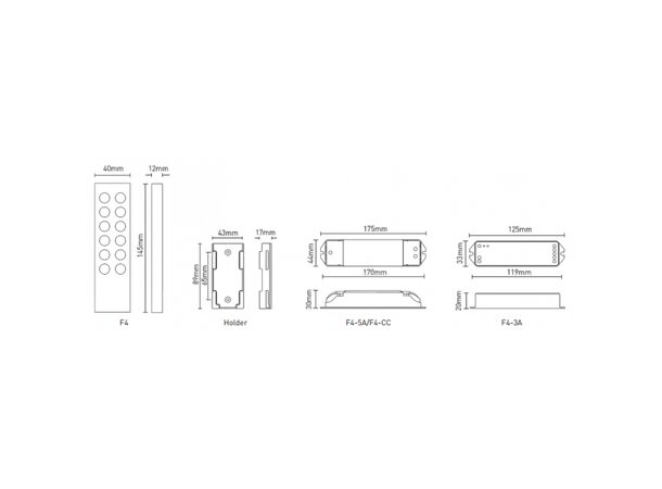 InventDesign REMOTE RGBW - F4 Fjernkontroll med holder 