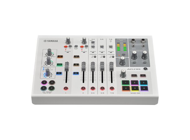 Yamaha AG08 Live Streaming Mixer 8-kanals streamingmikser (Hvit) 