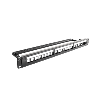 Caymon BSK124 Patch Panel for 19" Rack 24x Keystone med strekkavlaster