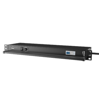 Caymon PSR 429G Strømskinne 19" 9xSchuko + 2xUSB dimmbar 2,5m kabel