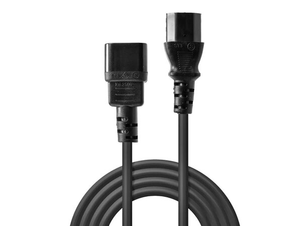 Lindy Strømkabel C13-C14 3M (sort) IEC Standard, 10A 3x1,0 mm² 
