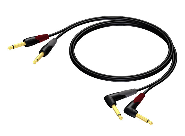 Procab CLA603/3 2xJack han-2xJack han 2x 6,3mm Mono-2x6,3mm Monojack vinklet 