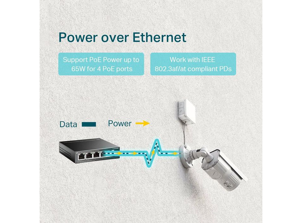 TP-Link TL-SG1005P (PoE+) 1000Mbps, RJ45, 65W PoE+ 