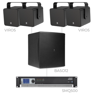 Audac FESTA5.5 Viro 5 + Baso12 + SMQ500 Installasjonspakke - 200m2 - Sort