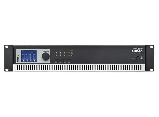 Audac PMQ480 4-kanal 100V DSP-forsterker, 4x480W RMS, RS232