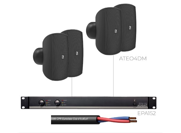 Audac medium veggmont pakke 4x Ateo4M + 1x EPA152 + 1xCLS215 100m 