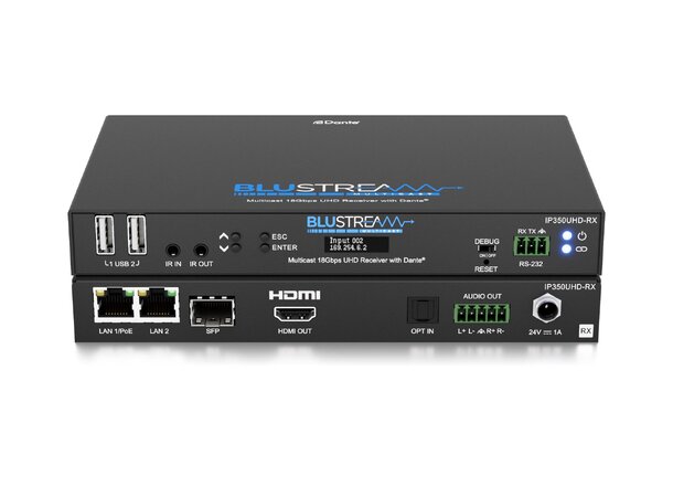 Blustream IP350UHD-RX m/Dante 4K 60Hz 4:4:4 Video over IP Receiver 