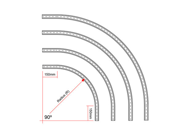 Doughty 90grader Teppeskinne Sort Radius 90cm 