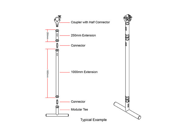 Doughty Doughty modular extension 250mm droparm extension Black 