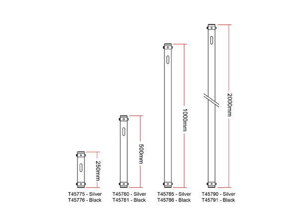 Doughty Doughty modular extension 250mm droparm extension Black 