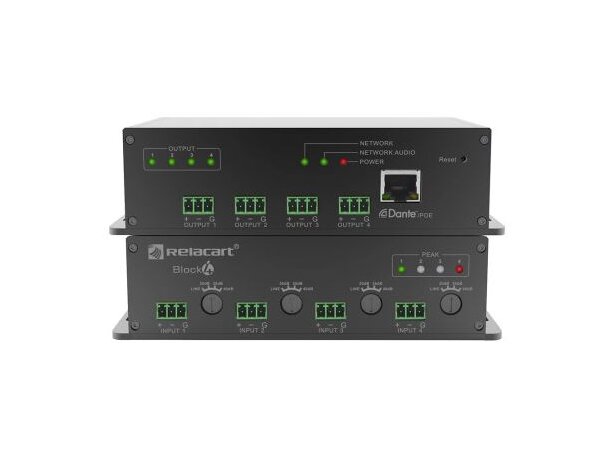 Relacart Block 4 4xI/O Dante +POE DantePOE IO 4x4 