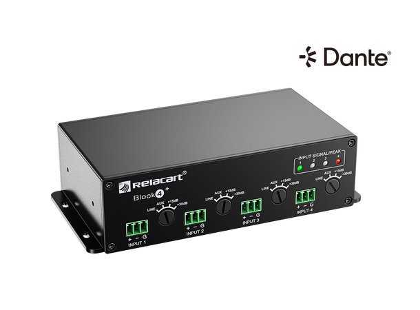 Relacart Block 4 4xI/O Dante +POE DantePOE IO 4x4 