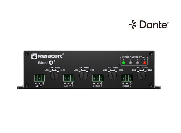 Relacart Block 4 4xI/O Dante +POE DantePOE IO 4x4 