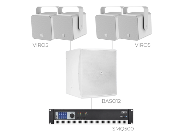Audac FESTA5.5 Viro 5 + Baso12 + SMQ500 Installasjonspakke - 200m2 - Hvit 