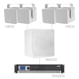 Audac FESTA5.5 Viro 5 + Baso12 + SMQ500 Installasjonspakke - 200m2 - Hvit