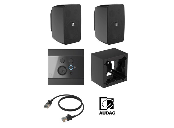 Audac liten møteromspakke med panel 1x Ares5 sett + WP225 panel + veggboks 