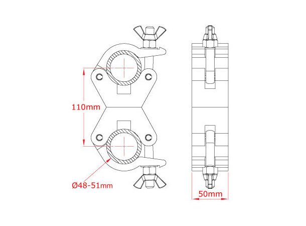 Doughty Swivelclamp,fixed Sort, 50mm 