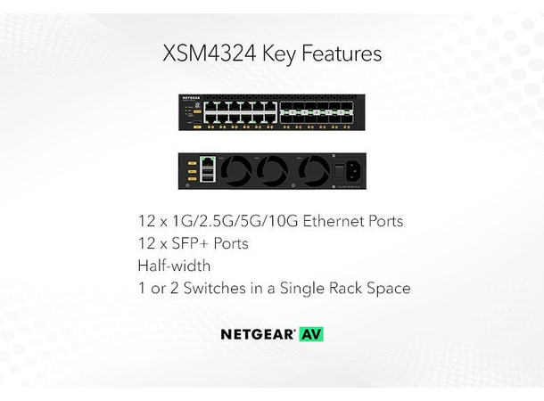 NETGEAR AV Line M4350-12X12F 12x10G, 12xSFP+ (XSM4324) Managed Switch 