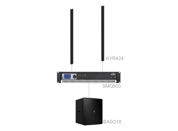 Audac CONGRESS 8.3 SMQ500-Baso18-Kyra24 Installasjonspakke 150-250m2 SORT 