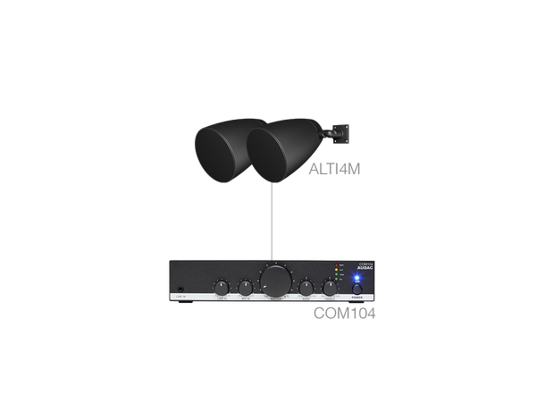 Audac LENTO4.2M/B SORT 2x Alti 4M høyttalere + 1x COM104 amp 