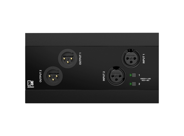 Audac NWP222, svart, B-VARE Dante™/AES67, 4x XLR in-/out + BT, sort 