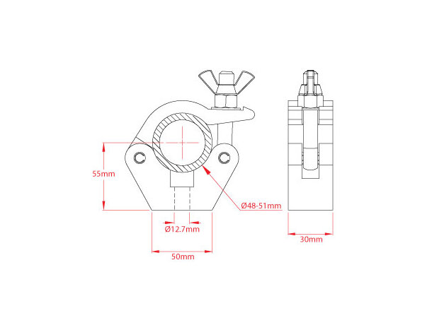 Doughty Slimline Half Coupler Polished Sort, SWL 750kgs 