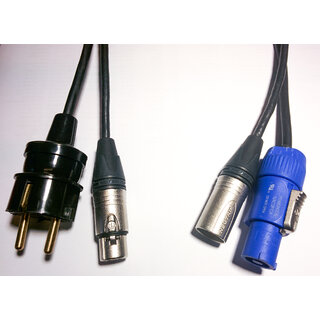 FS Hybrid, Shuko+XLR - Power+XLR - 5m Schuko+XLR Hun - PC Blå+XLR Han