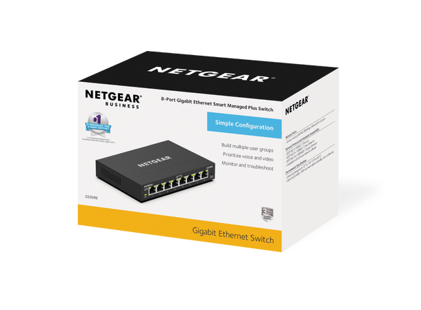 NETGEAR AV-Line GS308E 8-Port Gigabit Ethernet SOHO Plus Switch 