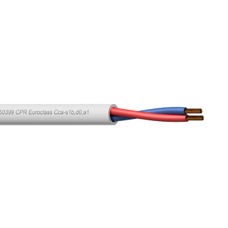 Procab CLS225W-CCA 2x2.5mm² 100M HVIT Brannsertifisert kabel på tretrommel