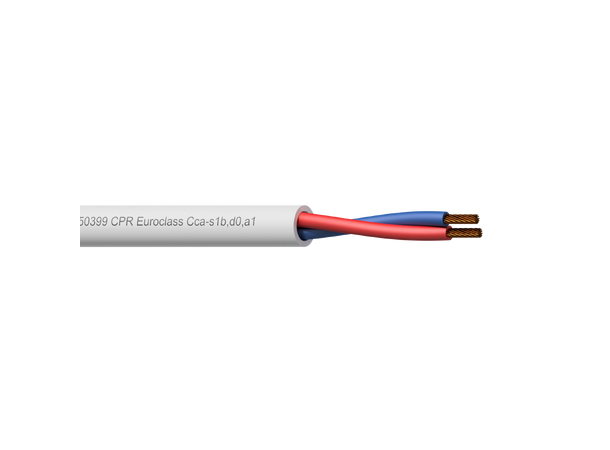 Procab CLS225W-CCA 2x2.5mm² 100M HVIT Brannsertifisert kabel på tretrommel 