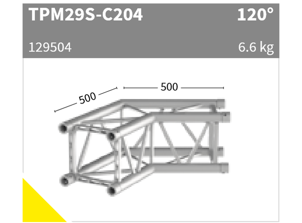 Sixty82 TPM29S Firkant, hjørne 2-veis 120°, aluminium 