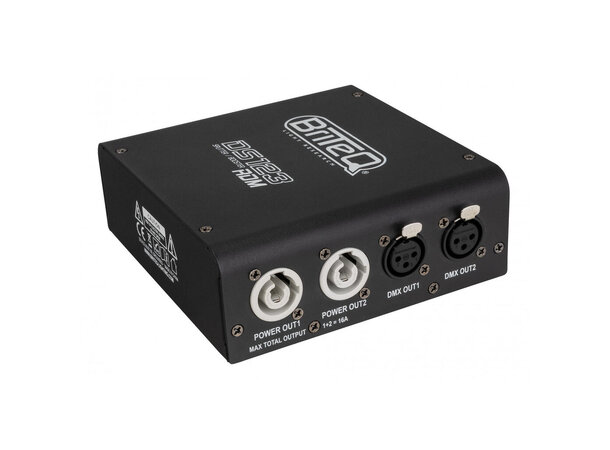 BRITEQ DS123-RDM DMX Splitter 1 inn/2 ut. Powercon passthru, 3pin XLR 